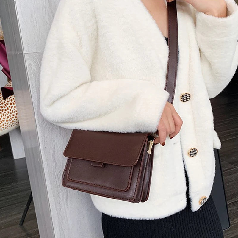Flap Messenger Bag For Women Small Square Bag Crossbody Shoulder Bag