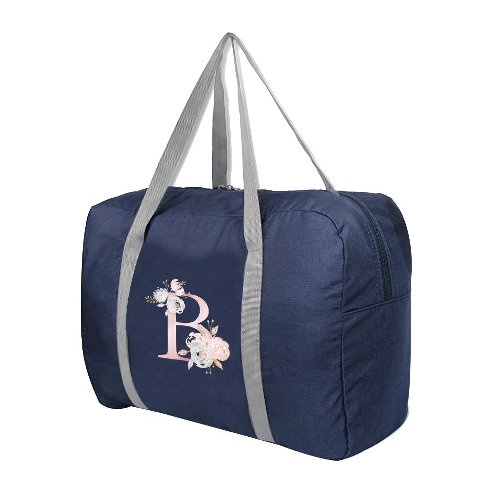Foldable Travel Bags Large Capacity Duffle Bag Pink Flower Women Men
