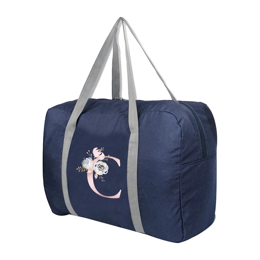 Foldable Travel Bags Large Capacity Duffle Bag Pink Flower Women Men