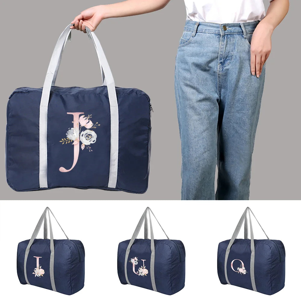 Foldable Travel Bags Large Capacity Duffle Bag Pink Flower Women Men