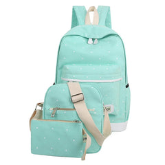 Fresh Canvas Women Backpack Big Girl Student Book Bag With Purse