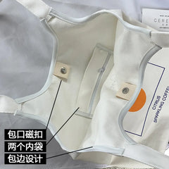 Orange Canvas Shoulder Bag Japanese Style Portable Shopping Bag