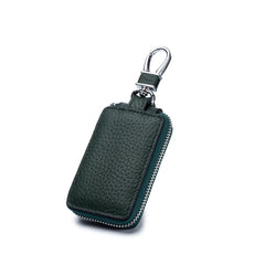 Vintage Leather Car Key Pouch Red Orange Khaki