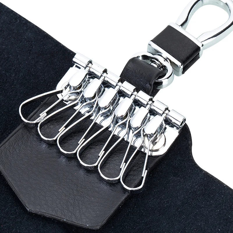 Leather Key Wallets Women Men Key Holder Housekeeper Organizer Rivets