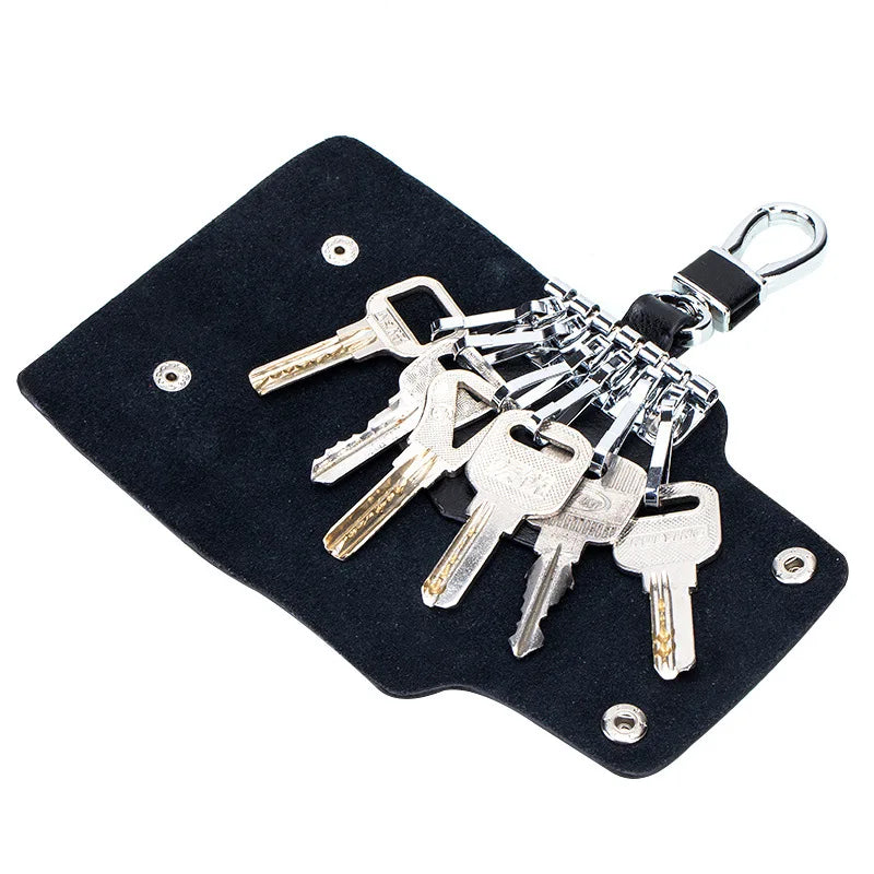 Leather Key Wallets Women Men Key Holder Housekeeper Organizer Rivets
