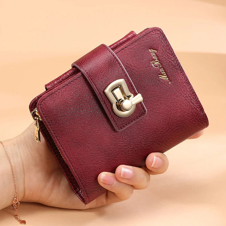 RFID Wallets for Women Vintage Thin Short Leather Wallet