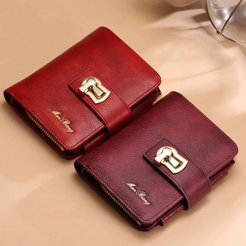 RFID Wallets for Women Vintage Thin Short Leather Wallet
