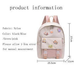 Girls Nylon Backpack INS Waterproof Backpack Large Capacity Travel Bag