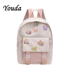 Girls Nylon Backpack INS Waterproof Backpack Large Capacity Travel Bag