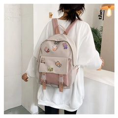 Girls Nylon Backpack INS Waterproof Backpack Large Capacity Travel Bag