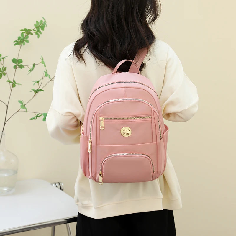 Girls Pink Backpack Women's Nylon Travel Backpack Anti-theft Bag