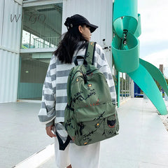 Graffiti Personality Backpack Student Schoolbag Women's Outdoor Travel Backpack