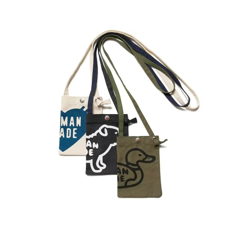 Men Women Dog Duck Print Couple Canvas Messenger Bag