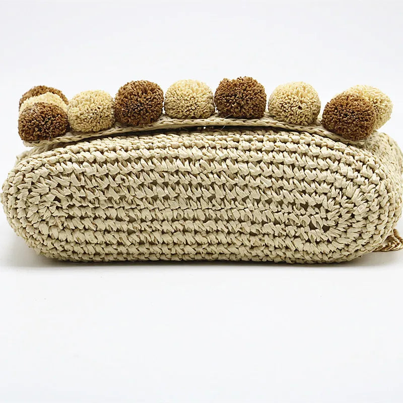 Hair Ball Beach Bag Straw Clutch Messenger Bag Envelope Bag