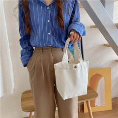 Canvas Tote Lunch Bag with Copper Buckle