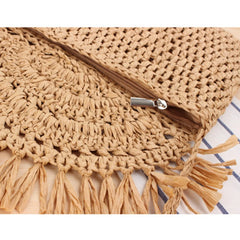 Crochet Flower Tassel Woven Bag Beach Messenger Vacation Bag
