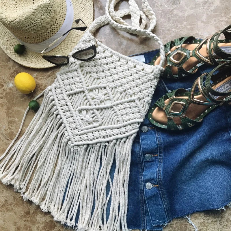 Rattan Summer Beach Bag Tassel Bohe Shoulder Bags