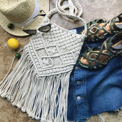 Rattan Summer Beach Bag Tassel Bohe Shoulder Bags