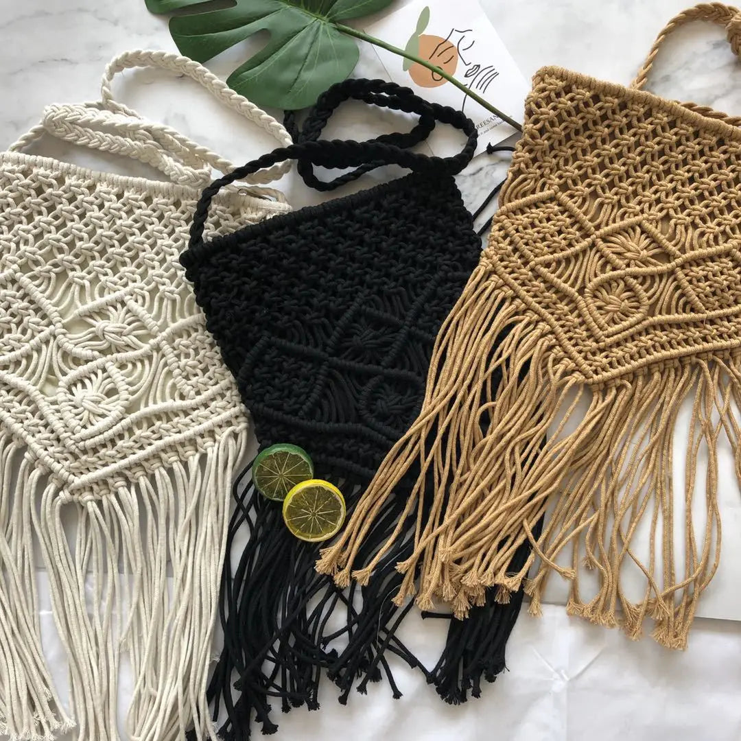 Rattan Summer Beach Bag Tassel Bohe Shoulder Bags