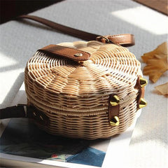 Woven Rattan Bag Knitting Straw Women Bags Beach Circle Handbags