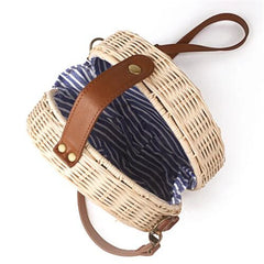 Woven Rattan Bag Knitting Straw Women Bags Beach Circle Handbags