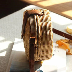 Woven Rattan Bag Knitting Straw Women Bags Beach Circle Handbags
