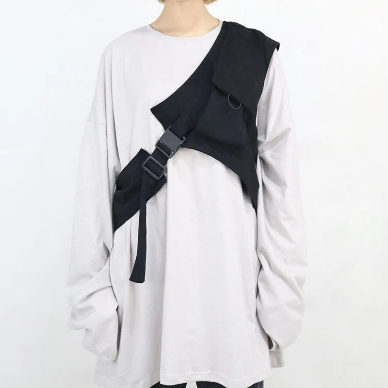 Harajuku Rock One Shoulder Buckle Vest