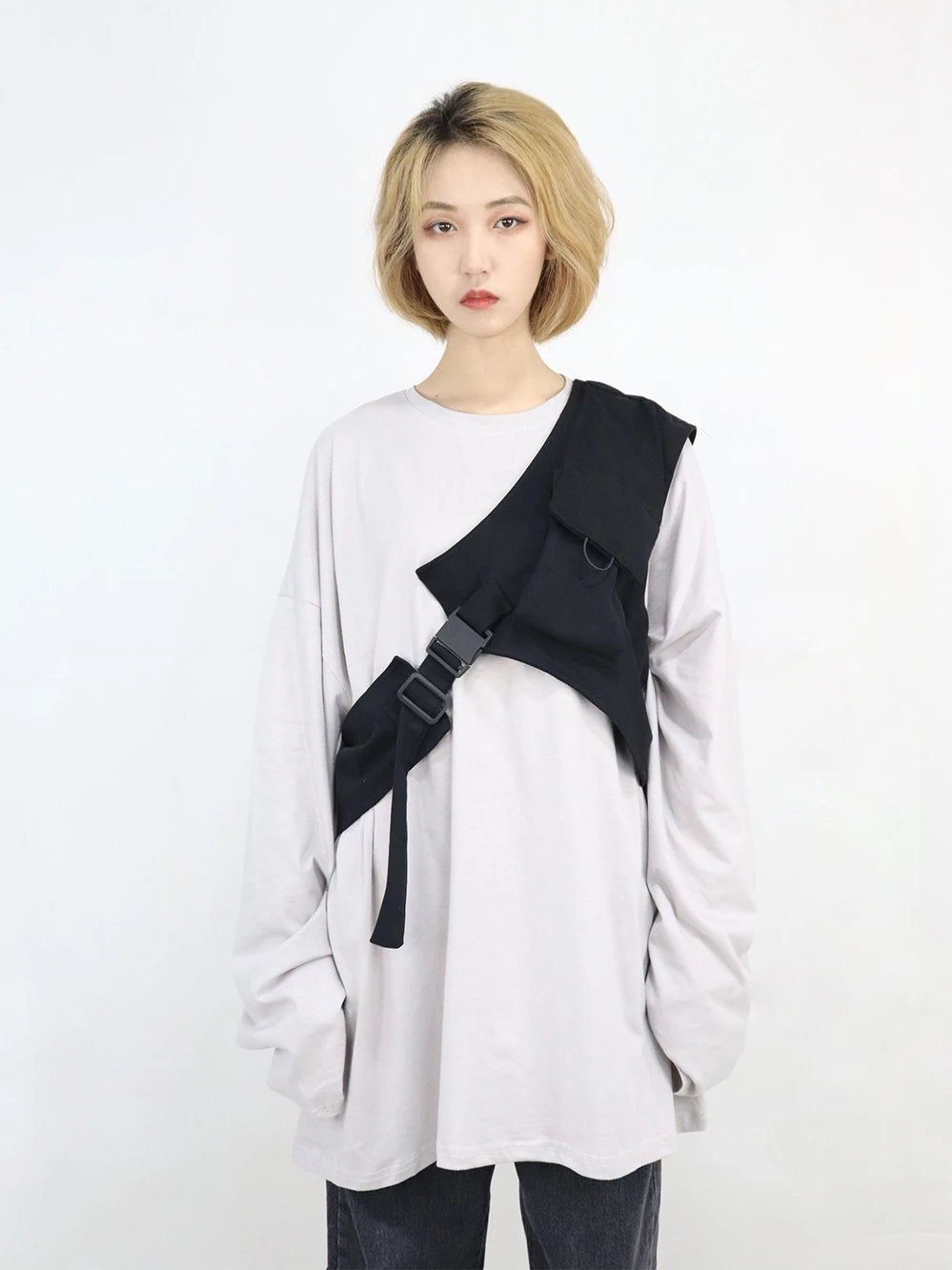 Harajuku Rock One Shoulder Buckle Vest