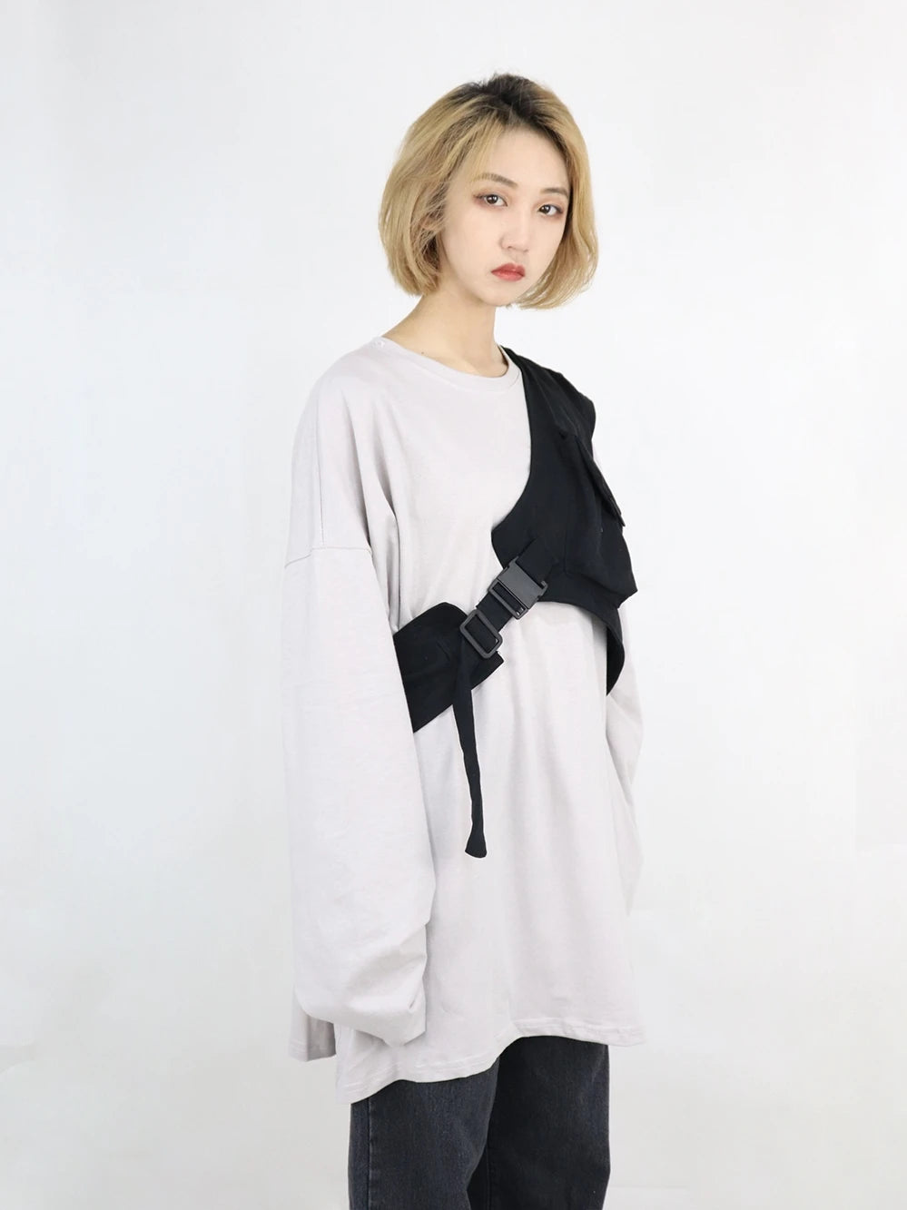 Harajuku Rock One Shoulder Buckle Vest