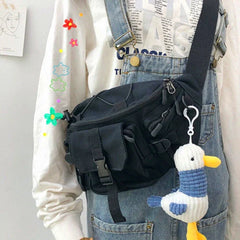 Harajuku Techwear Canvas Sling Bag Gothic Crossbody Handbag Purses and Handbags