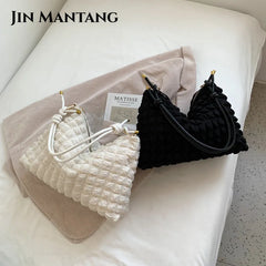 High Capacity Soft Cloth Shoulder Bag for Women - Winter Travel Handbag