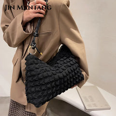 High Capacity Soft Cloth Shoulder Bag for Women - Winter Travel Handbag