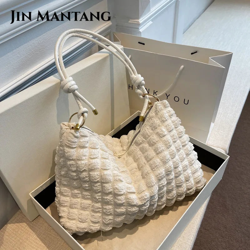 High Capacity Soft Cloth Shoulder Bag for Women - Winter Travel Handbag