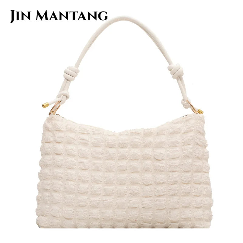 High Capacity Soft Cloth Shoulder Bag for Women - Winter Travel Handbag