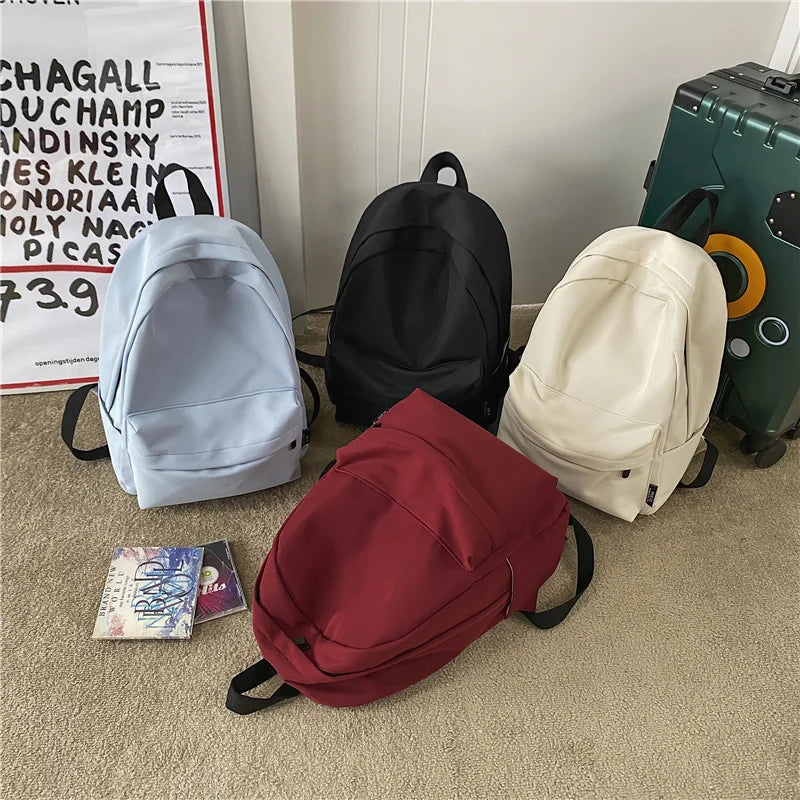 High Capacity Women Backpack Big Student Backpacks Solid Girls School Bag