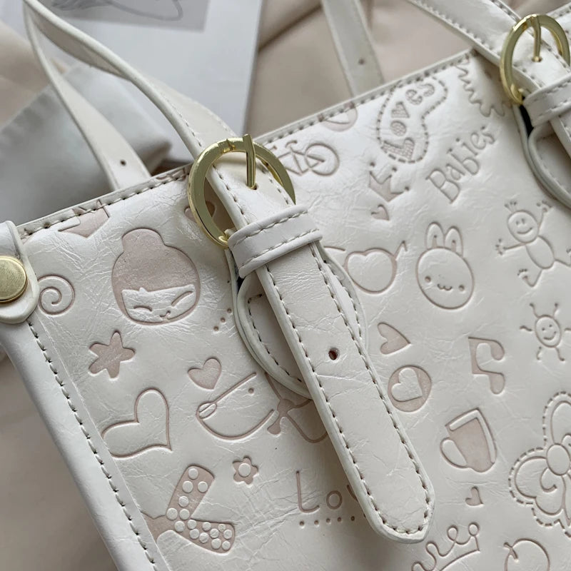 Women Cartoon PU Leather Tote Shoulder Messenger Bags