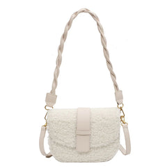 Plush Fur Shoulder Bag Women's Handbag Winter Messenger Saddle Armp