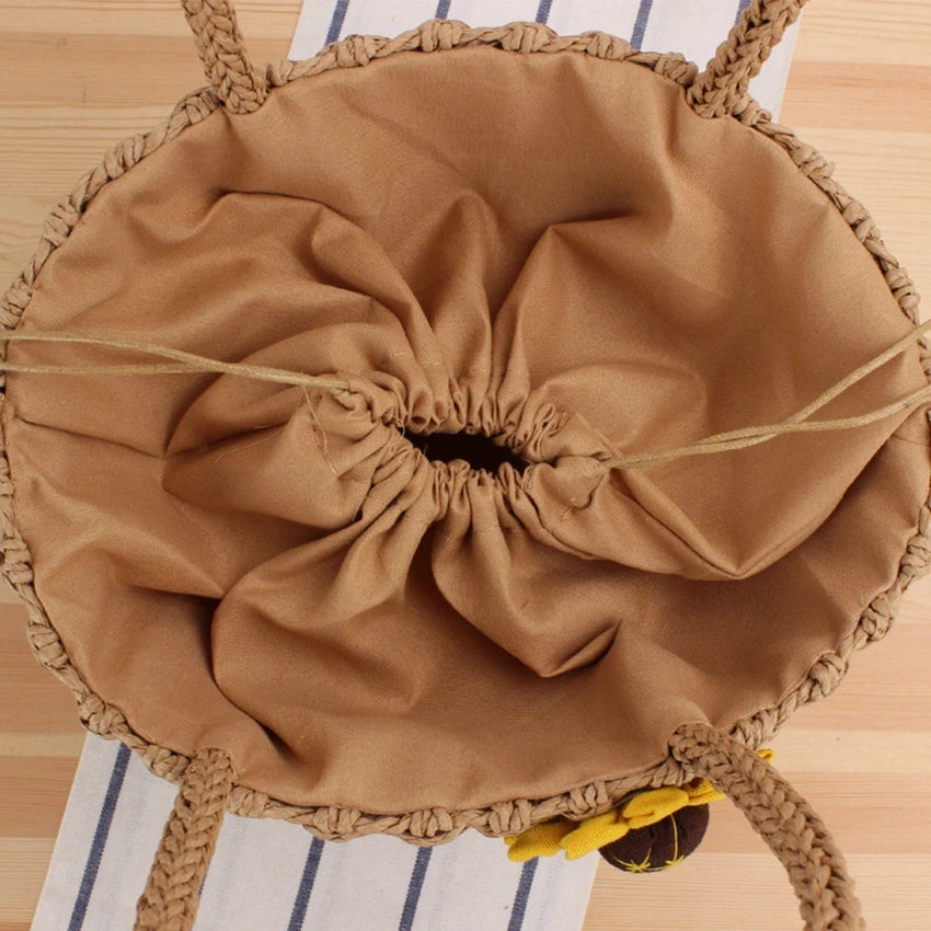 Summer Sunflower Straw Bag - Beach Bag