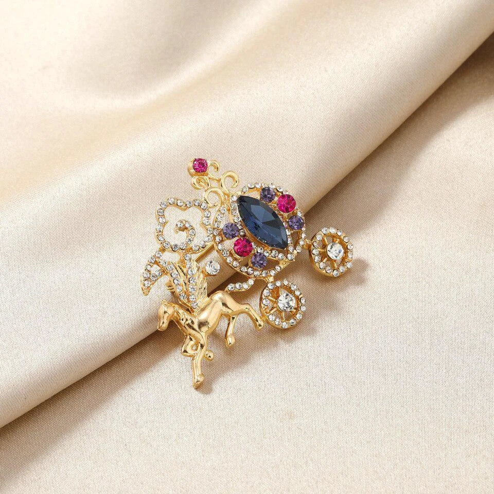 Cartoon Rhinestone Pumpkin Car Brooch Bag Buckle