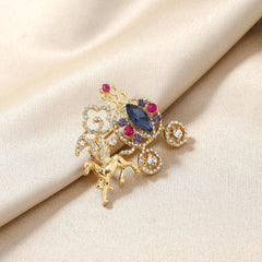 Cartoon Rhinestone Pumpkin Car Brooch Bag Buckle