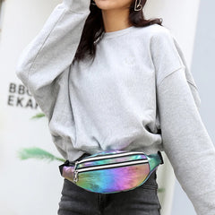 Holo Fanny Pack Hologram Waist Bag Laser PU Beach Travel Banana Hip Bum Z