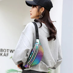 Holo Fanny Pack Hologram Waist Bag Laser PU Beach Travel Banana Hip Bum Z