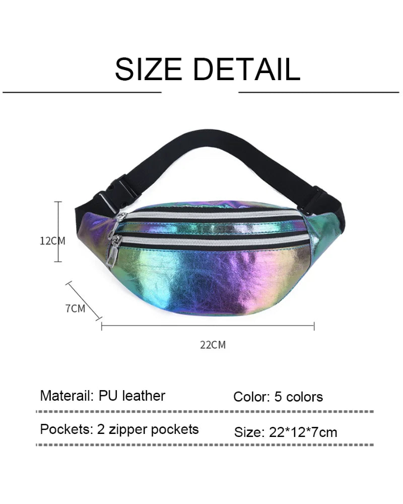Holographic Fanny Pack Laser Waist Bag - Women's Belt Bag
