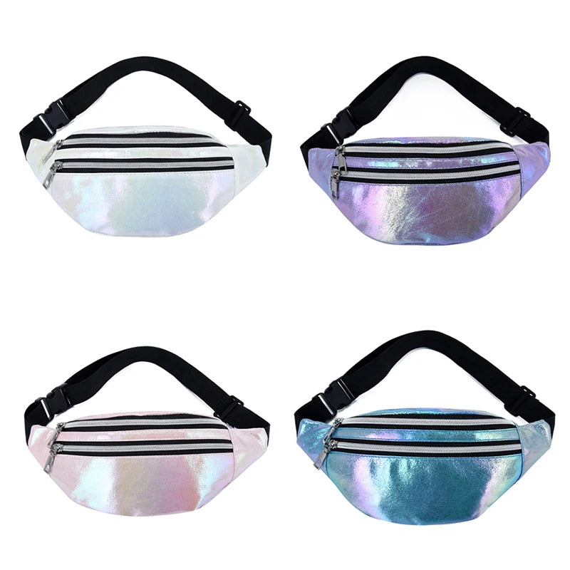 Holo Fanny Pack Hologram Waist Bag Laser PU Beach Travel Banana Hip Bum Z