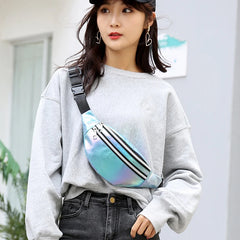 Holo Fanny Pack Hologram Waist Bag Laser PU Beach Travel Banana Hip Bum Z