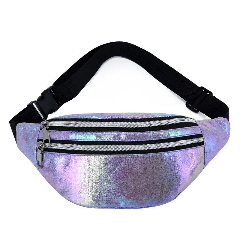 Holo Fanny Pack Hologram Waist Bag Laser PU Beach Travel Banana Hip Bum Z