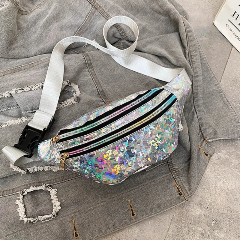Holographic Waist Bag Laser PU Beach Travel Purse Belt Bags