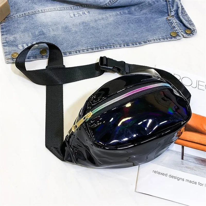 Laser Holographic Waist Bag for Women - Adjustable Belt Fanny Pack