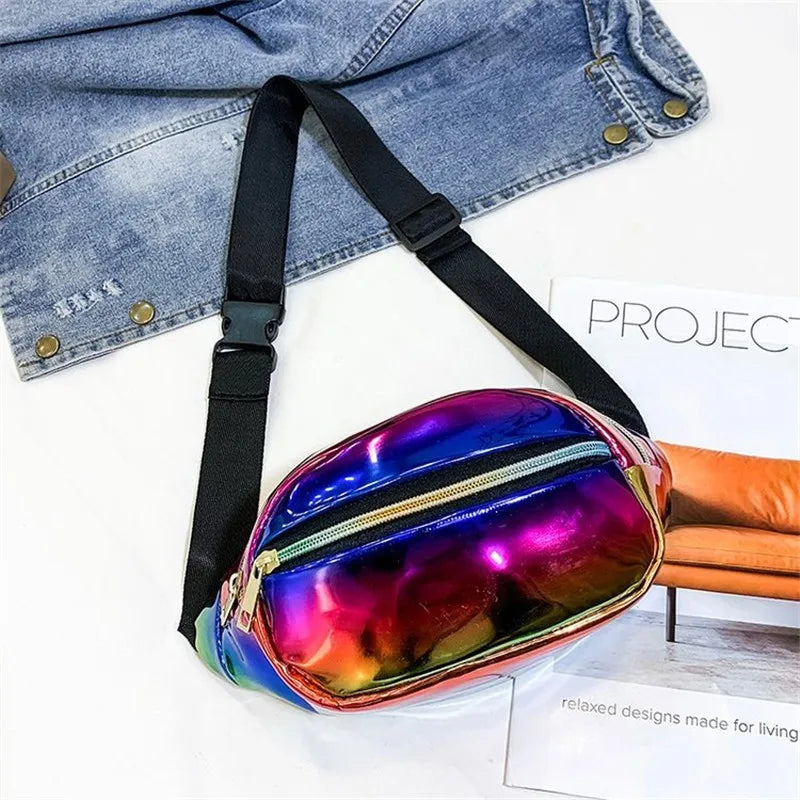 Laser Holographic Waist Bag for Women - Adjustable Belt Fanny Pack
