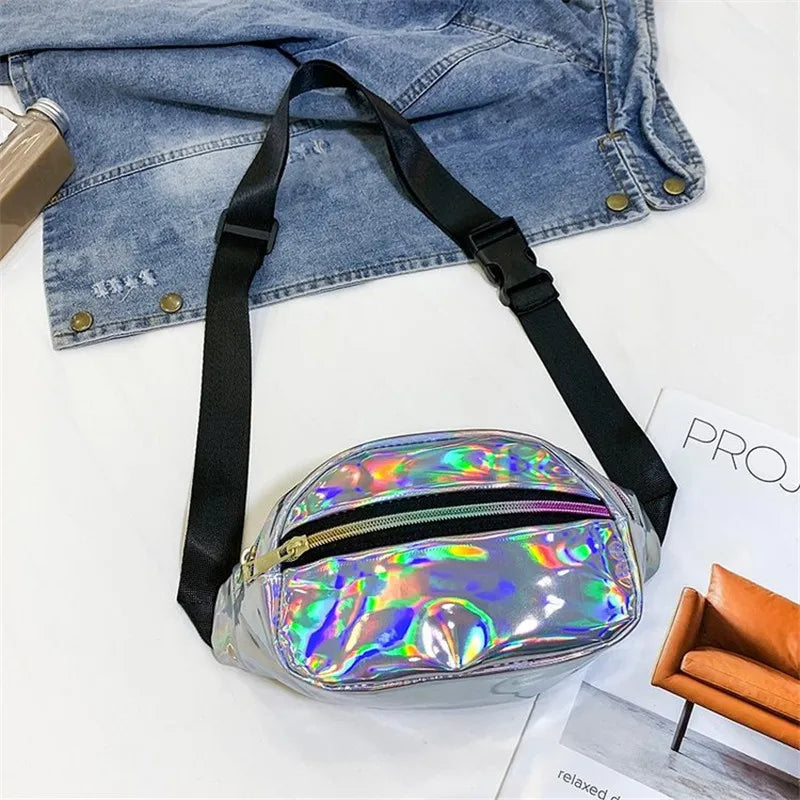 Laser Holographic Waist Bag for Women - Adjustable Belt Fanny Pack